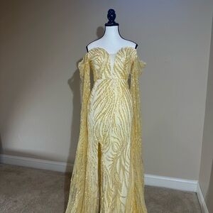 Brand New Fully Beaded Gold Gown
